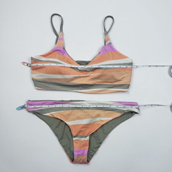 Prana Bikini Set Willow Falls Top & Gemma Bottom Medium Reversible Waves Print - Picture 6 of 16